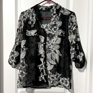River Island: Floral Sheer  Shirt